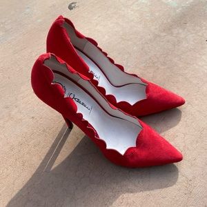 Jeffrey Campbell Ibiza red suede stiletto heels SZ 9